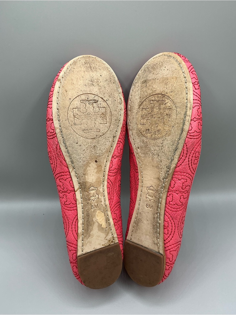 Tory Burch Chelsea Stitched Logo Ballet Flat in Rose Petal or Coral Pink Size 8 - Picture 9 of 10
